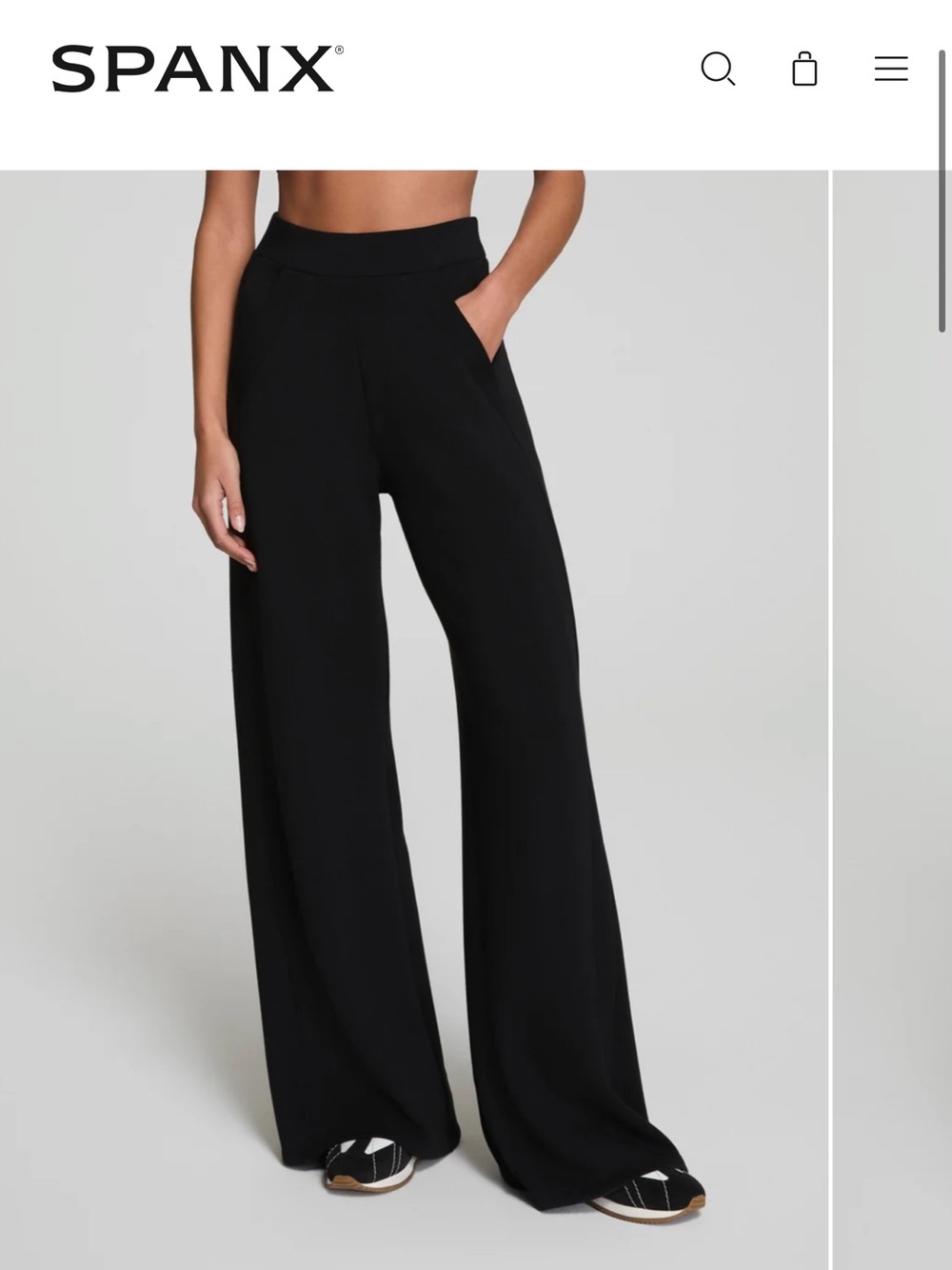 NWT Spanx Wide Leg Track Pant in Very Black